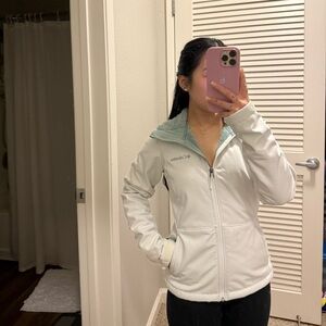 Columbia Women's White and Light Blue Ski Jacket